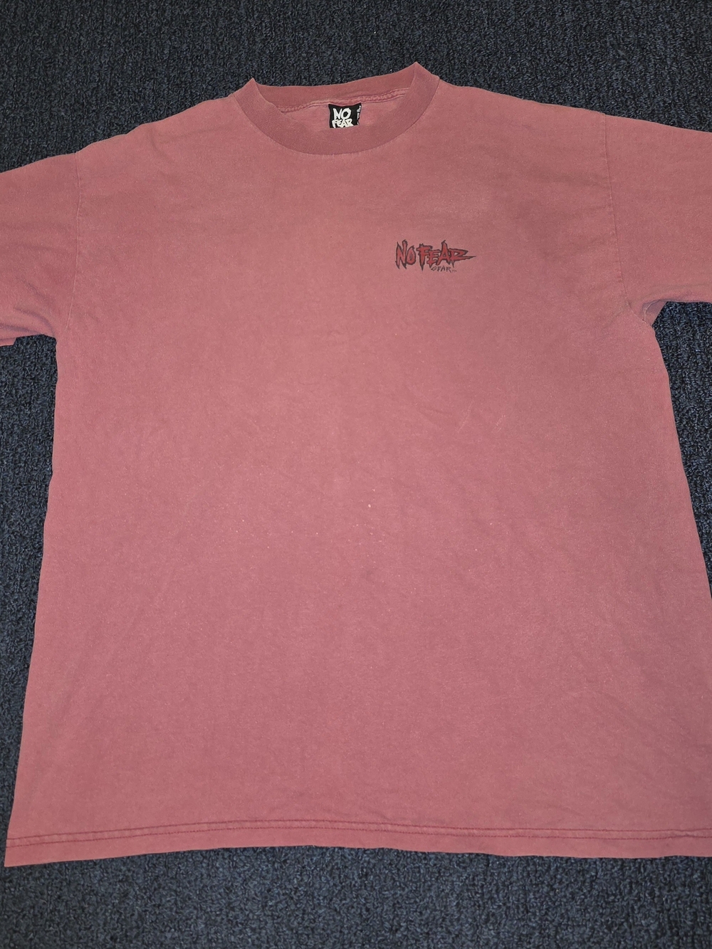 No Fear Mens XL Salmon Pink Graphic Logo Print Crew Neck Short Sleeve T-Shirt